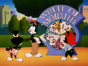 wheel of morality, animaniacs, party movies, party movie lies