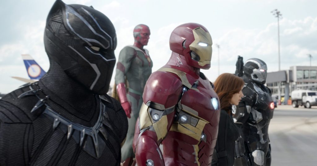 iron man team, captain america, civil war, black panther, spider-man homecoming